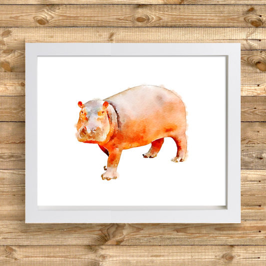 Baby Hippo Art Print Framed